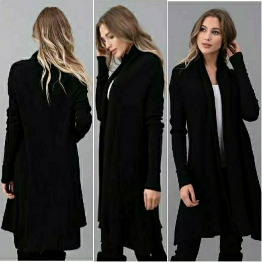 °SALE°°NWT-BLK CASHMERE SHAWL COLLAR OPEN CARDIGAN - Picture 7 of 7